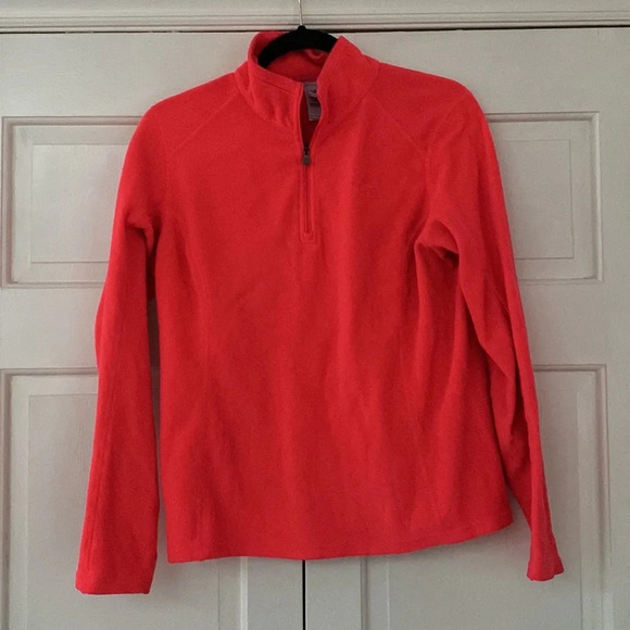 North Face‎ Neon Bright Pink Quarter Zip Pullover Polartec Fleece Jacket Coat - Picture 3 of 13